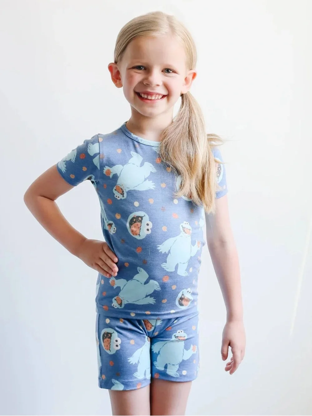 Copper Pearl Cookie Monster- 2pc Short Sleeve Pajama Set - 2T